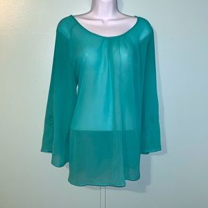Audrey Ann Blouse Sheer Size‎ 13/14 Teal
